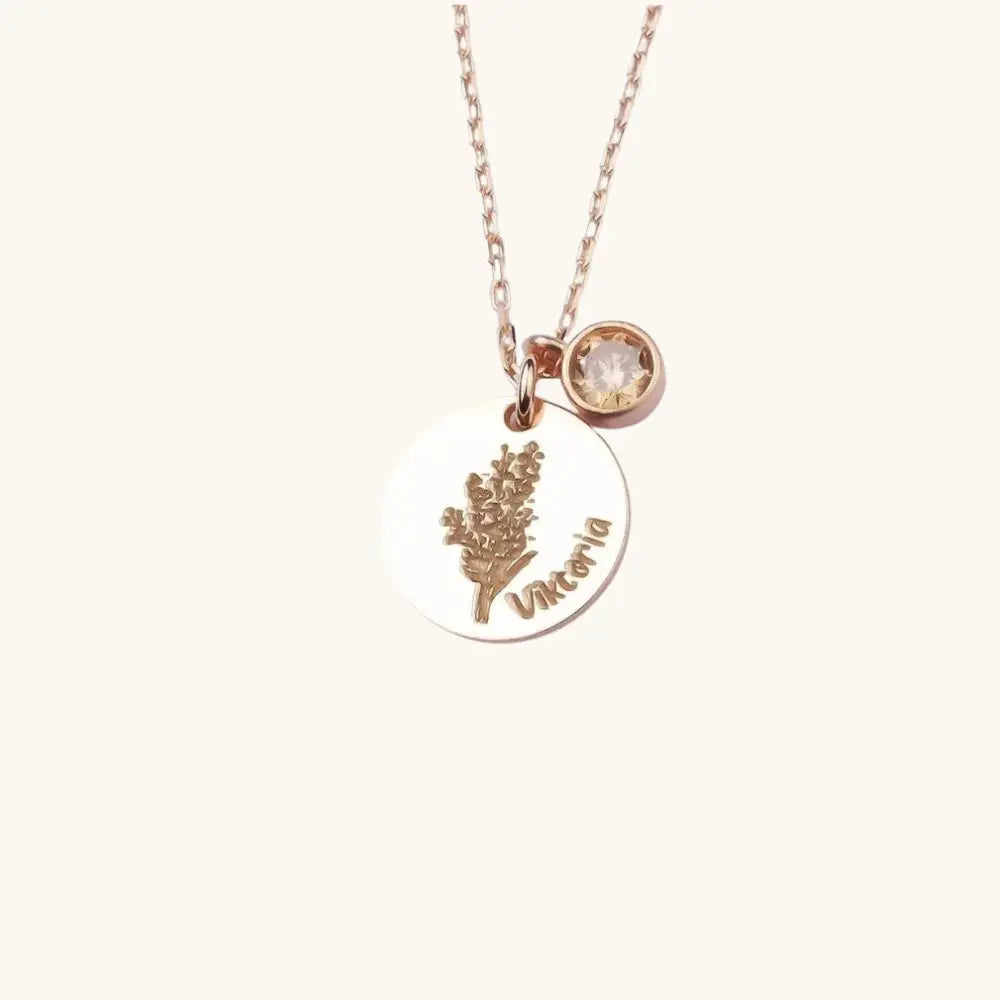 Collier prénom fleur de naissance