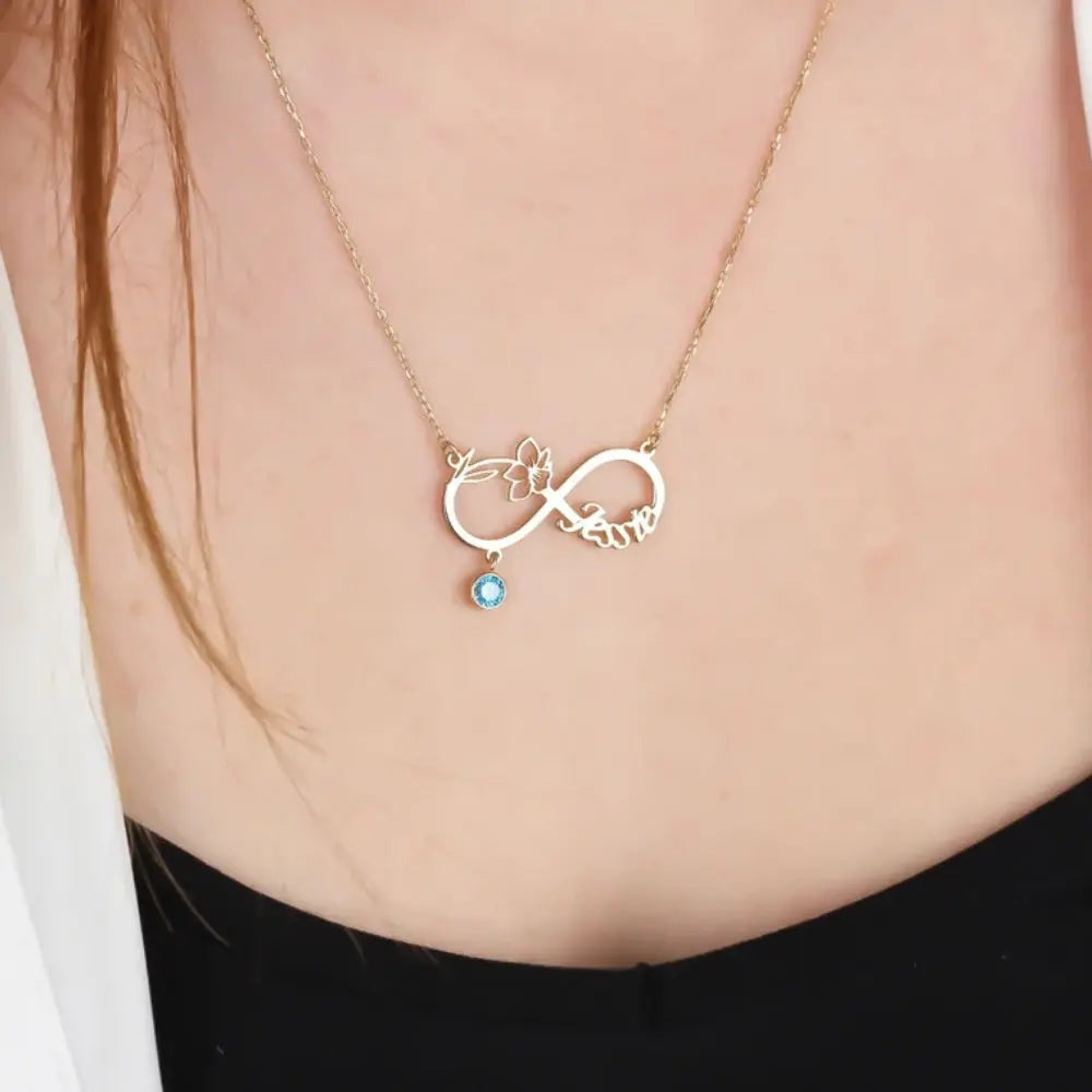 Collier prénom infini fleur de naissance