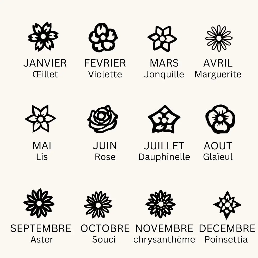 Collier fleurs gravées