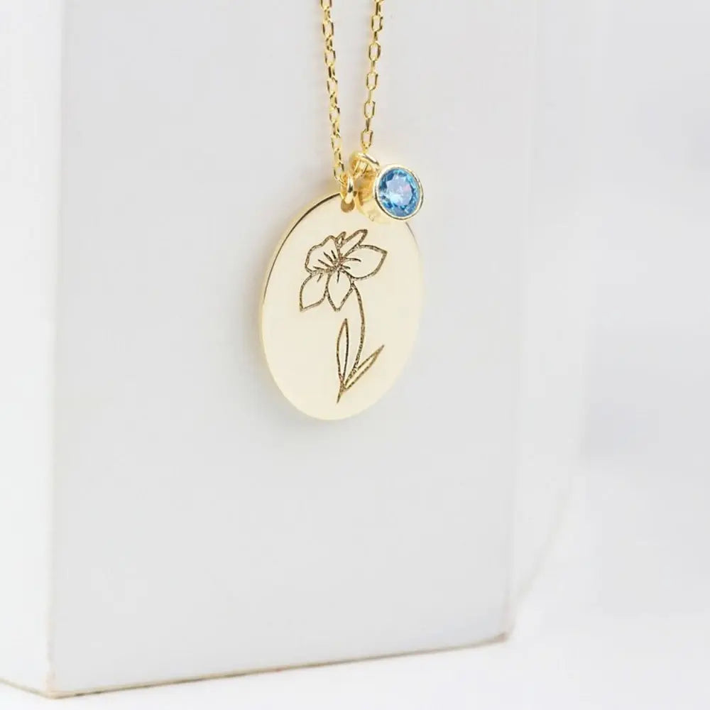Pendentif fleur et pierre de naissance