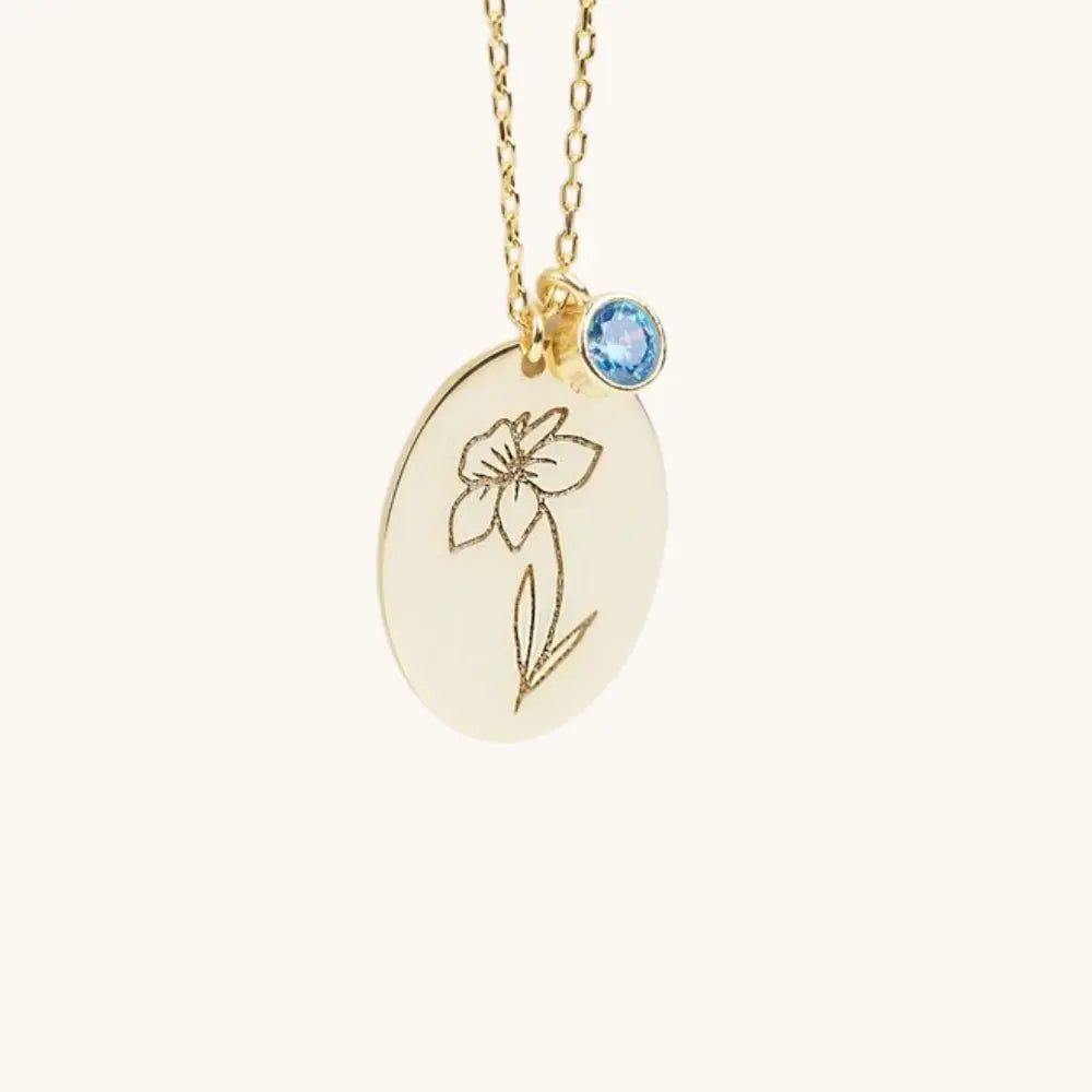 Pendentif fleur et pierre de naissance
