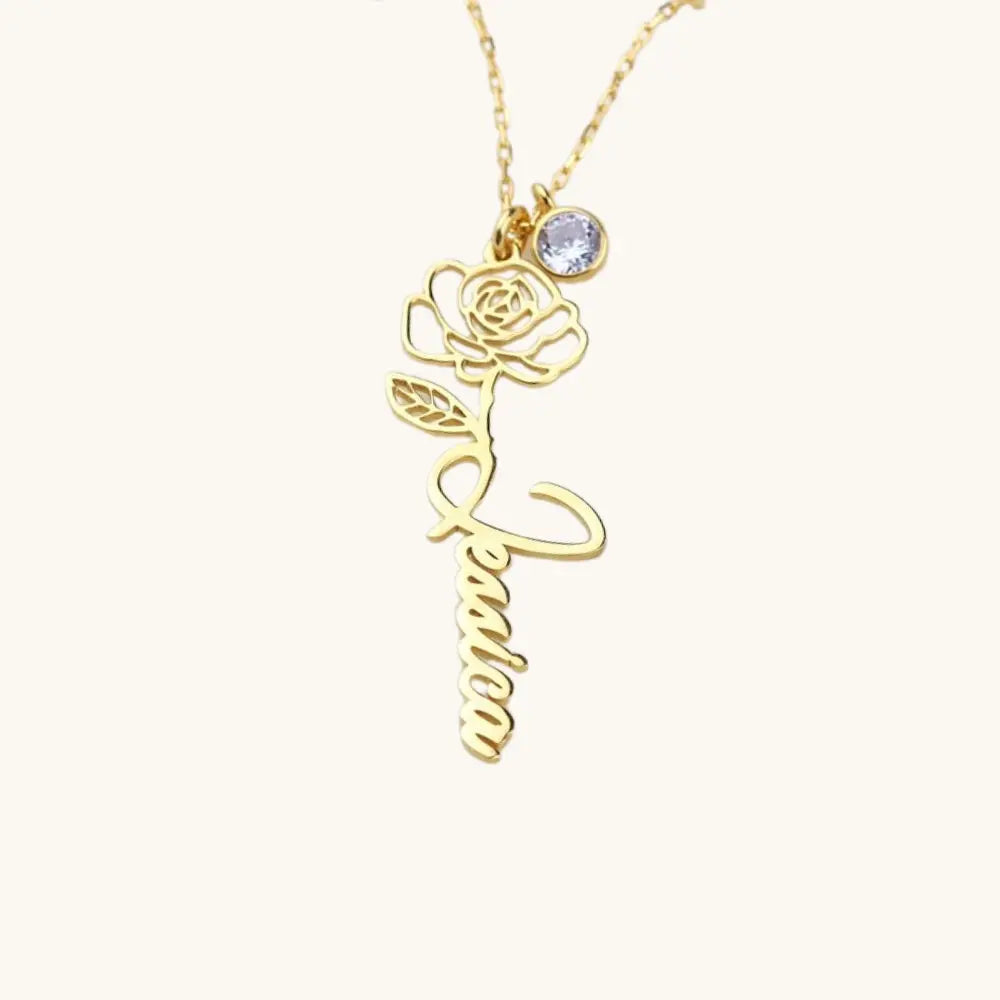Pendentif prénom fleur de naissance