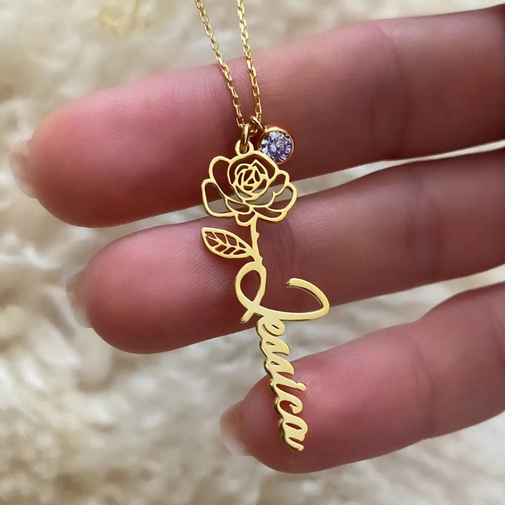 Pendentif prénom fleur de naissance