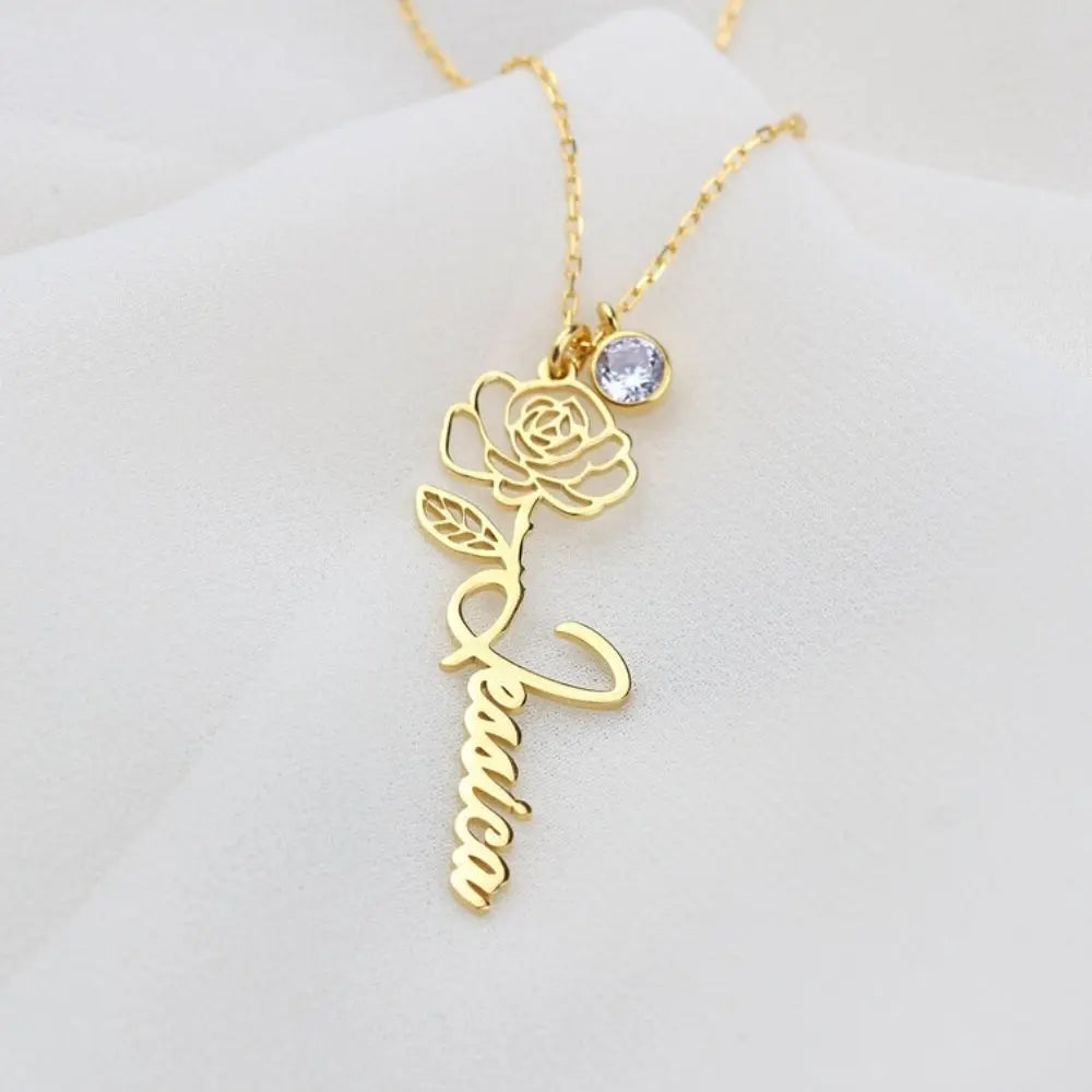 Pendentif prénom fleur de naissance