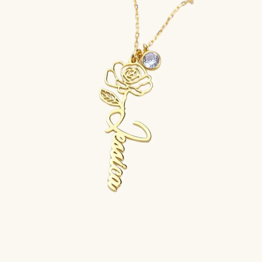 Pendentif prénom fleur de naissance
