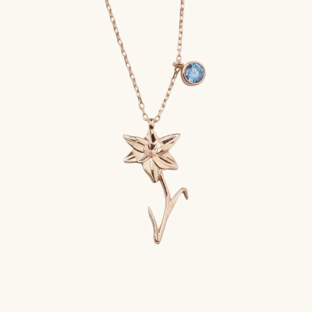 Pendentif fleur de naissance personnalisé 